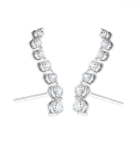 Ear Climber Life Journey 0.50ct Lab Diamond Earrings 9K White Gold